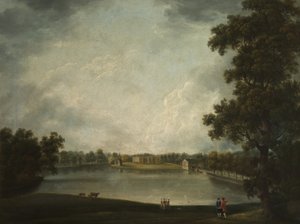 Een uitzicht op de oude hal, Tabley, Cheshire door Samuel Stringer